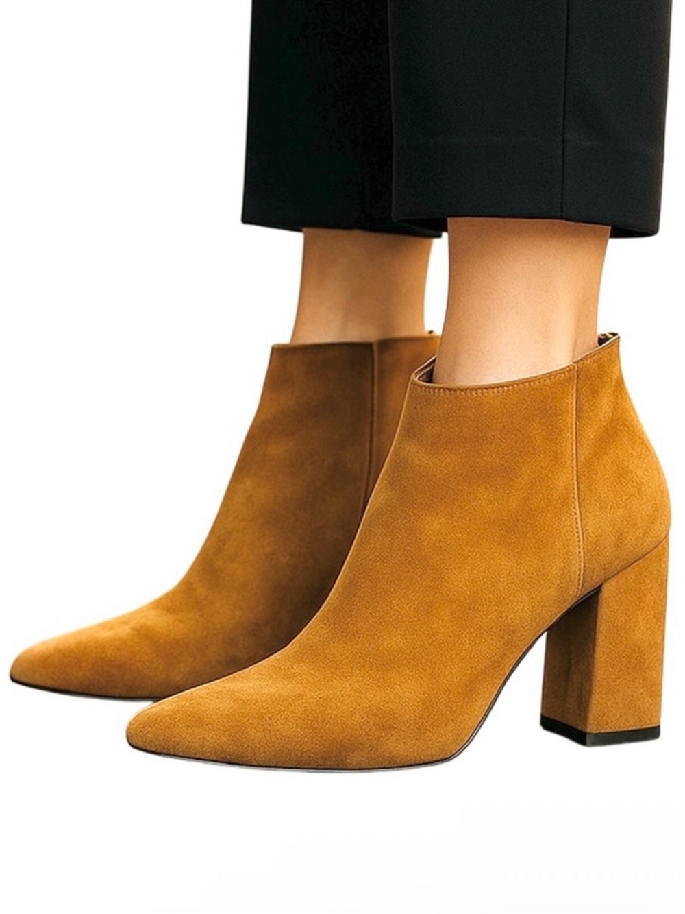 Vera Cuoio Couture Brown Suede Block Heel Booties Size 9.5